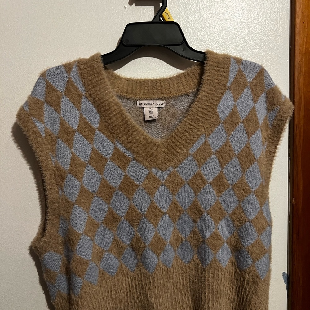 Brown and Blue Argyle Sweater Vest